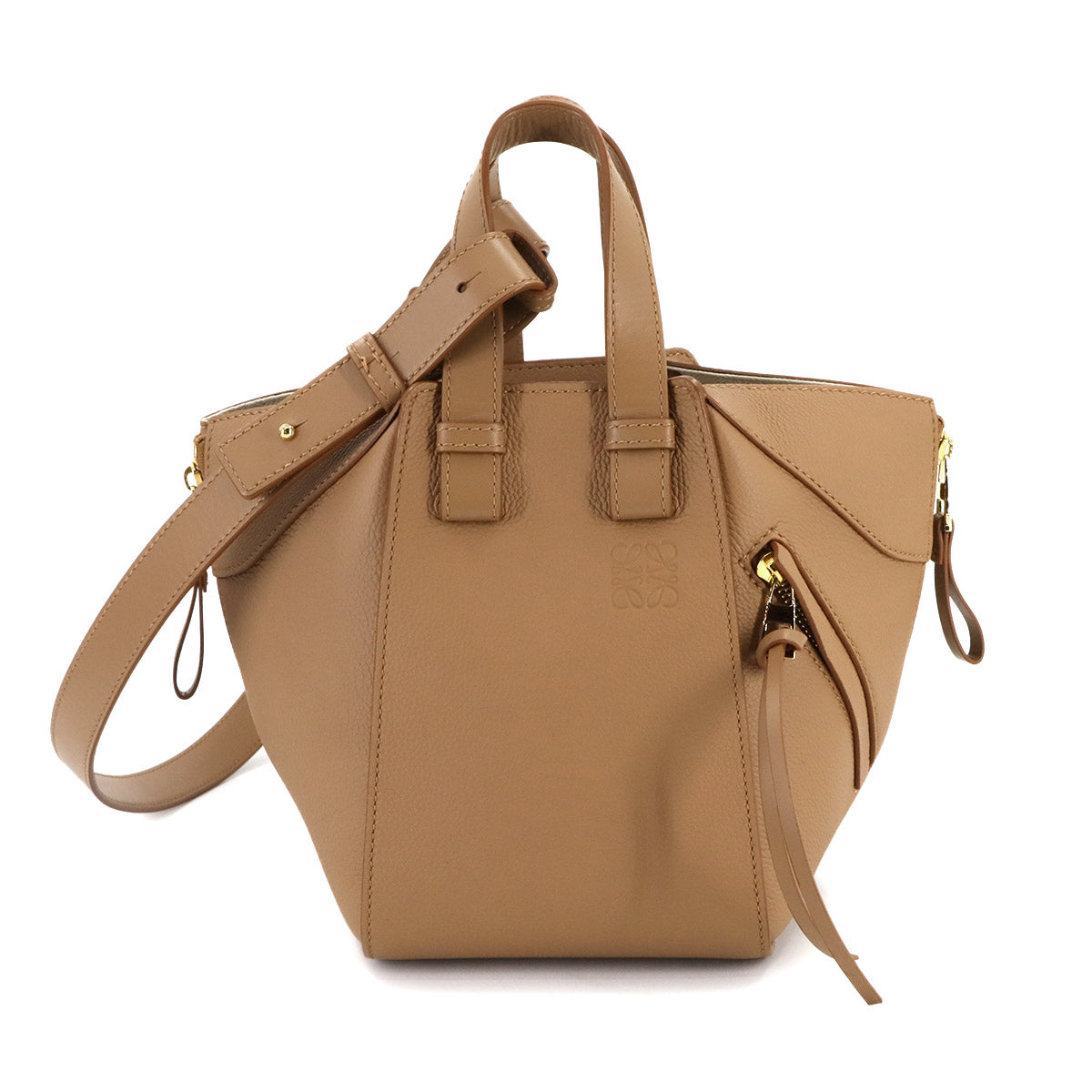 Compact Hammock 2way Hand Shoulder Bag Leather Brown