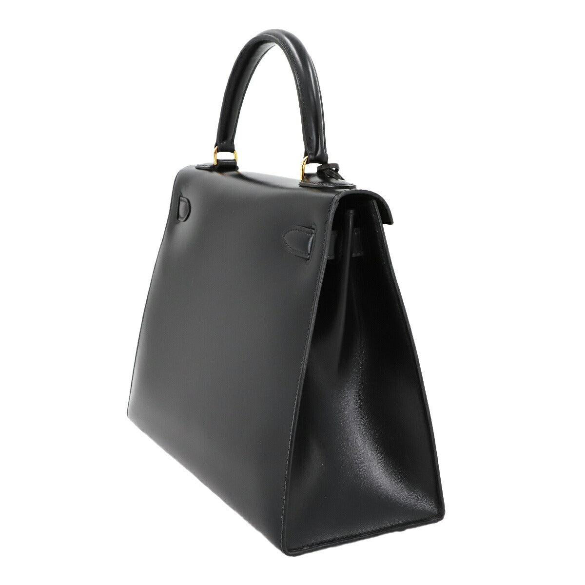 Kelly 28 Box carf Black 2way Hand Shoulder Bag Purse