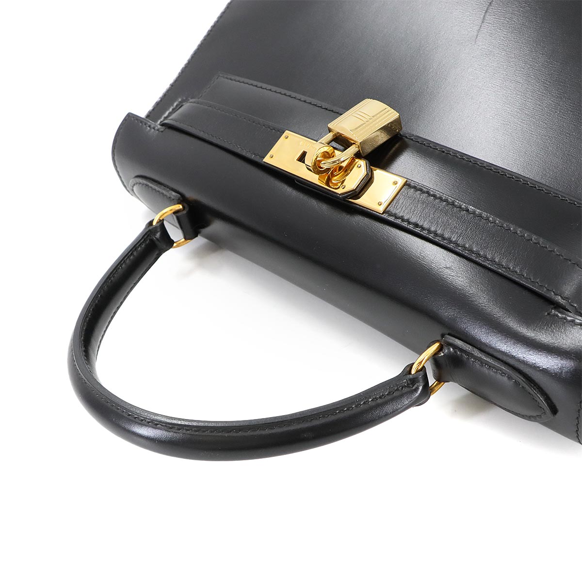 Kelly 28 Box carf Black 2way Hand Shoulder Bag Purse