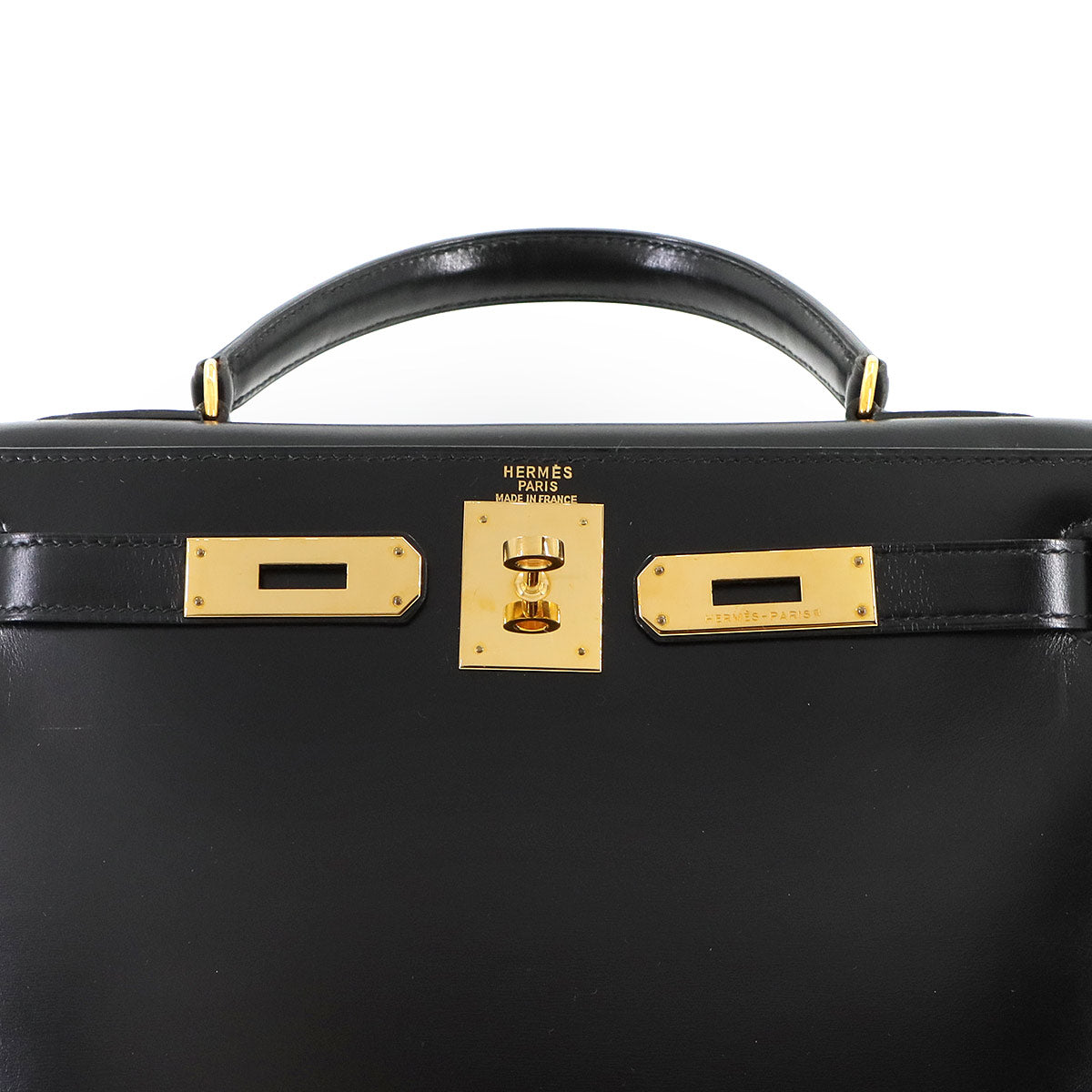 Kelly 28 Box carf Black 2way Hand Shoulder Bag Purse