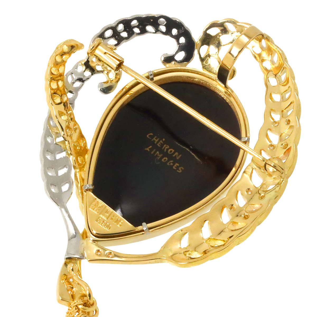 Enamel Diamond 0.19ct Brooch 18K YG 750 Pt 90286497