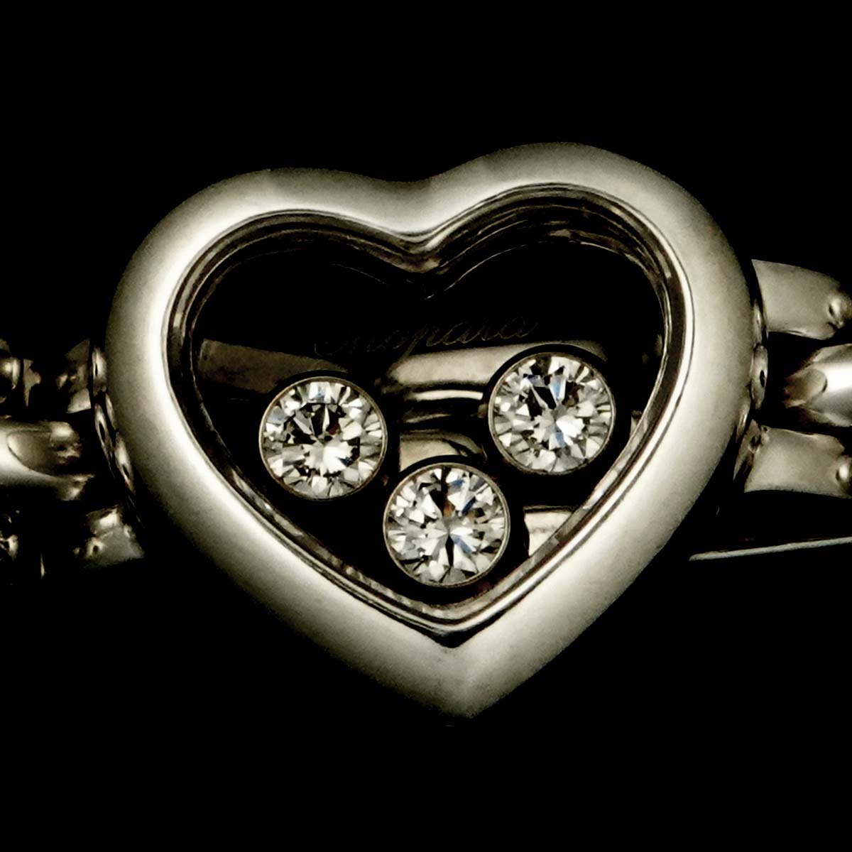 Happy Diamond Heart Chain Ring 18K White Gold 750 Size7.25(US)