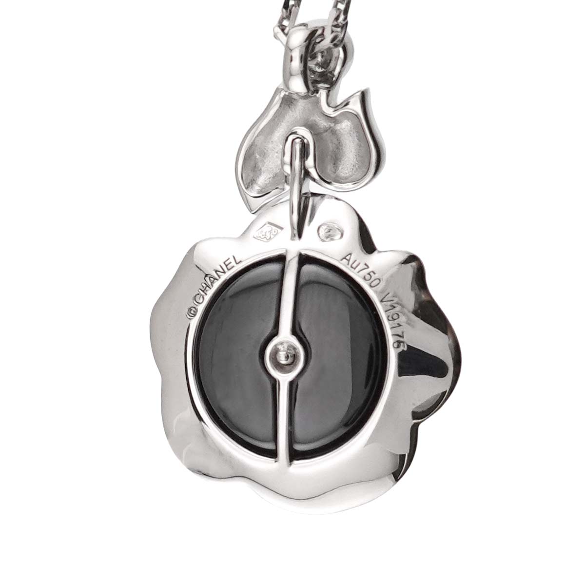 CHANEL Camelia Necklace Diamond Ceramic 18K White Gold 750