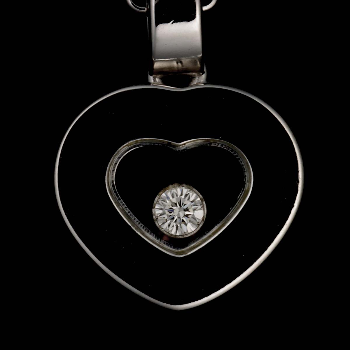 Happy Diamond Heart Necklace 18K White Gold 750