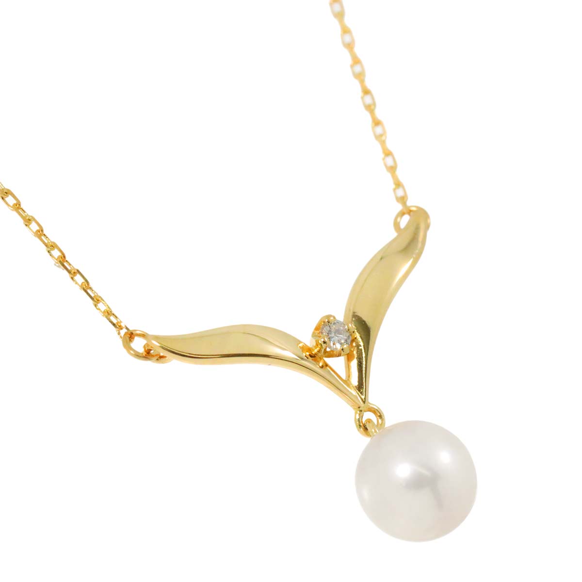 Akoya Pearl 7.0mm Diamond Necklace 18K Yellow Gold 750