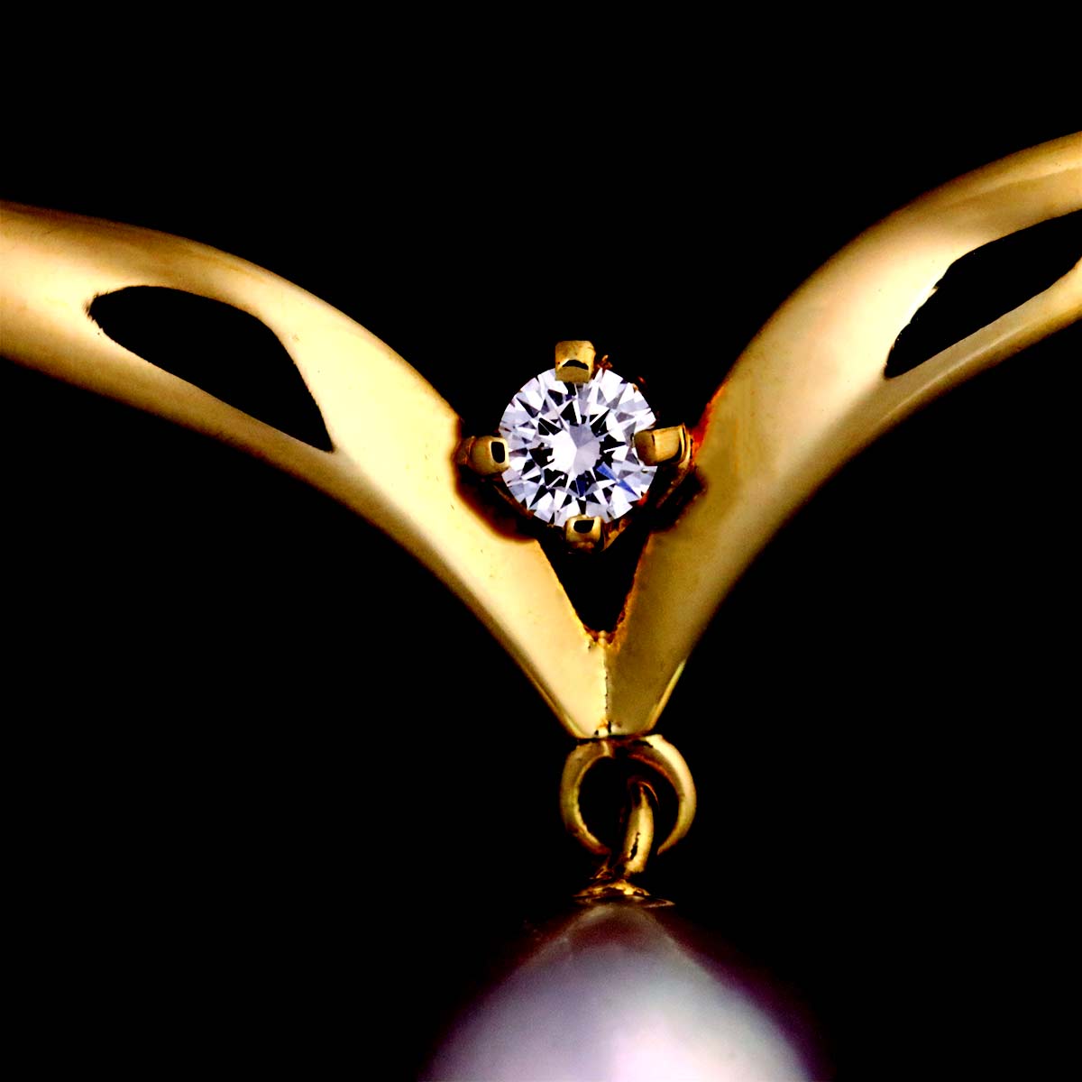 Akoya Pearl 7.0mm Diamond Necklace 18K Yellow Gold 750