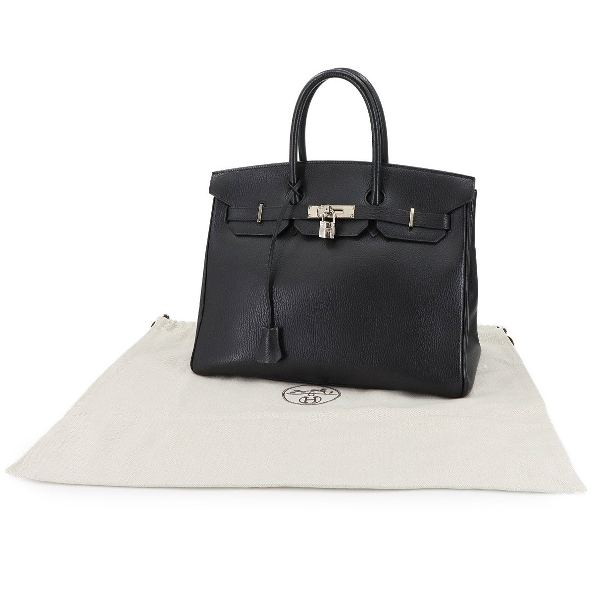 Birkin 35 Ardennes Leather Black Hand Bag Vintage Purse