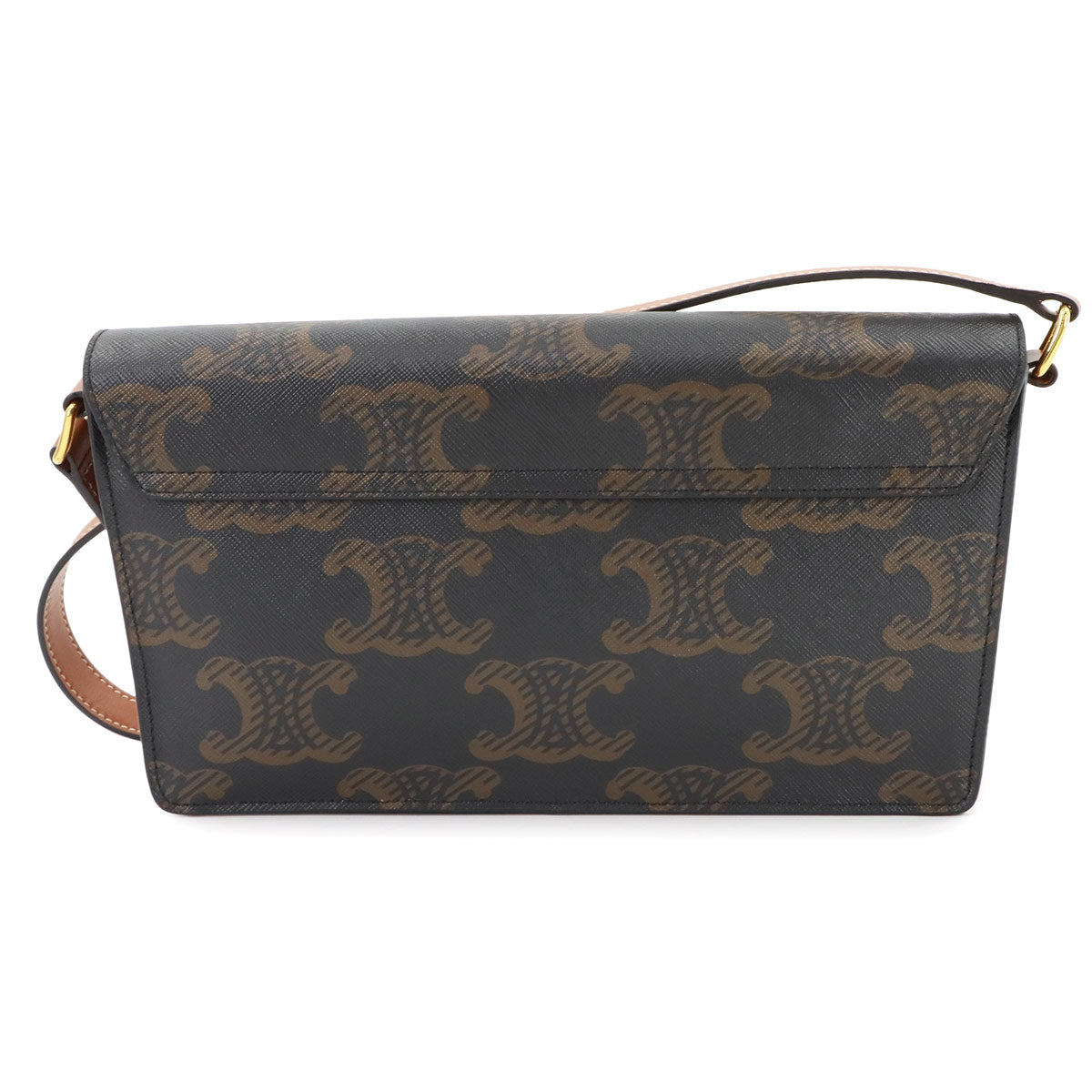 Triomphe Trapeze Shoulder Clutch Bag PVC Leather Black 199282CUZ