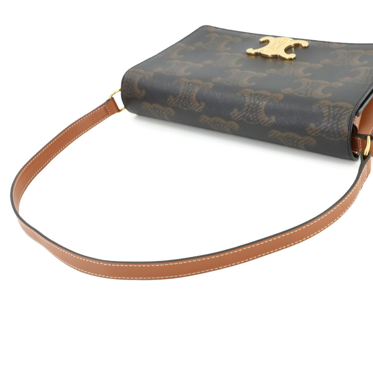 Triomphe Trapeze Shoulder Clutch Bag PVC Leather Black 199282CUZ