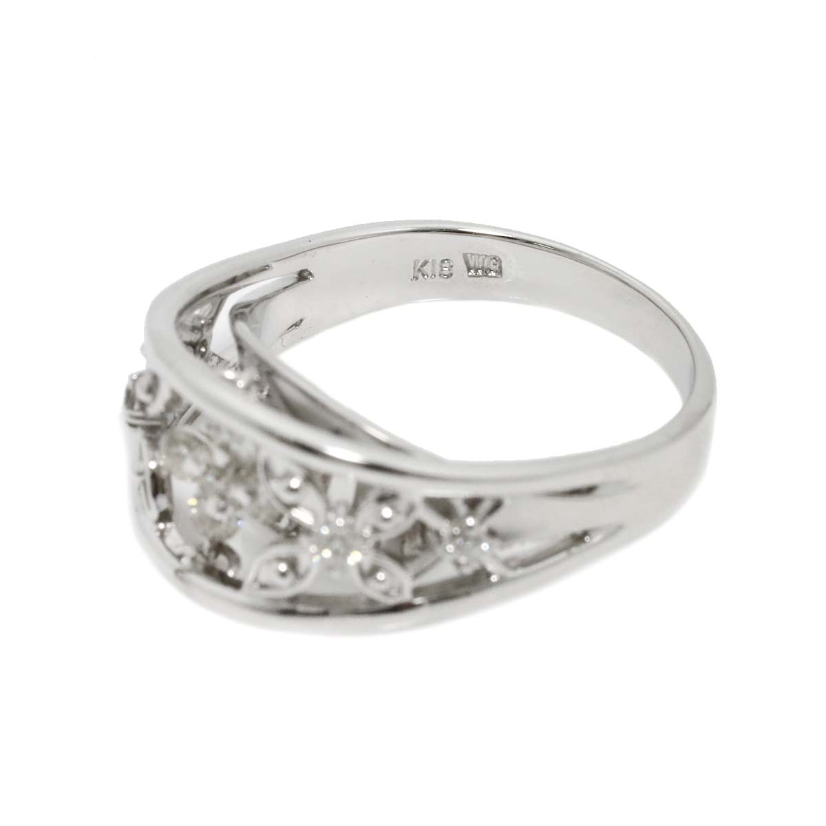Diamond 0.33ct Ring 18K K18 WG White Gold size5.75-6(US)