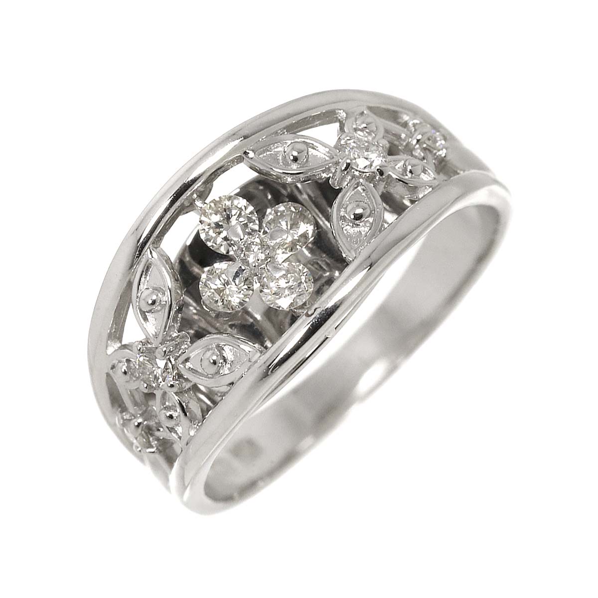 Diamond 0.33ct Ring 18K K18 WG White Gold size5.75-6(US)