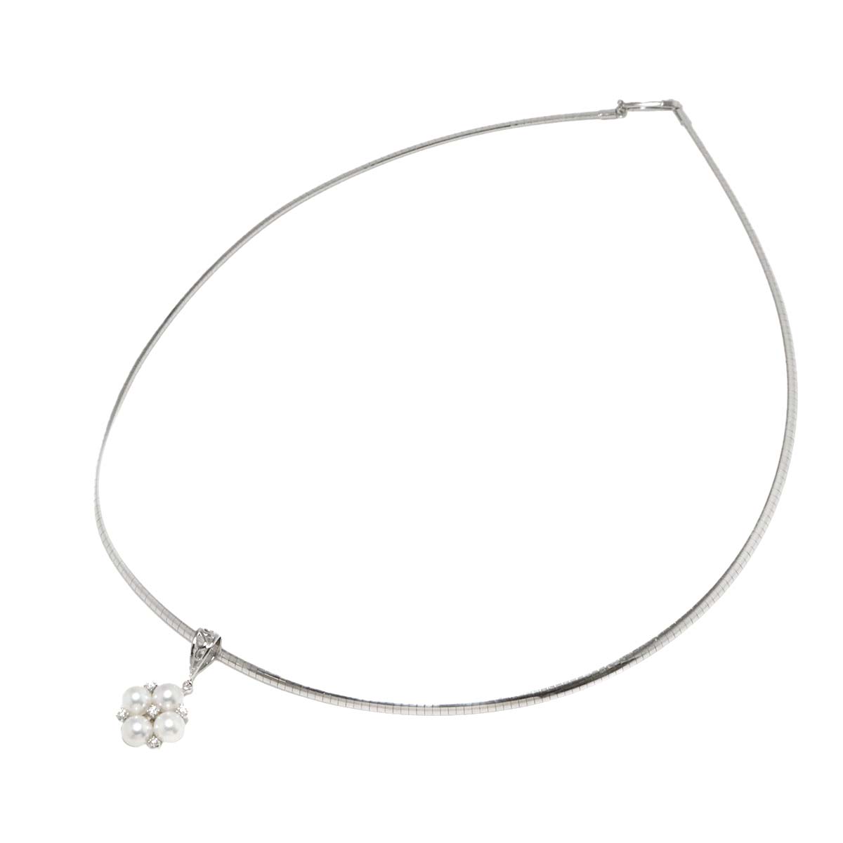 Akoya Pearl 5.3mm Diamond Necklace 18K White Gold 750