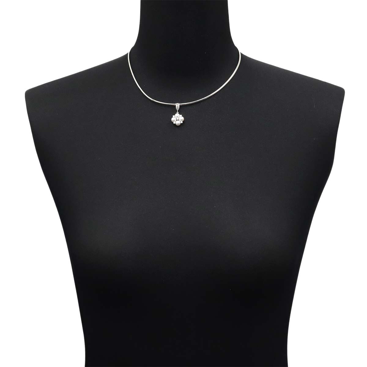 Akoya Pearl 5.3mm Diamond Necklace 18K White Gold 750