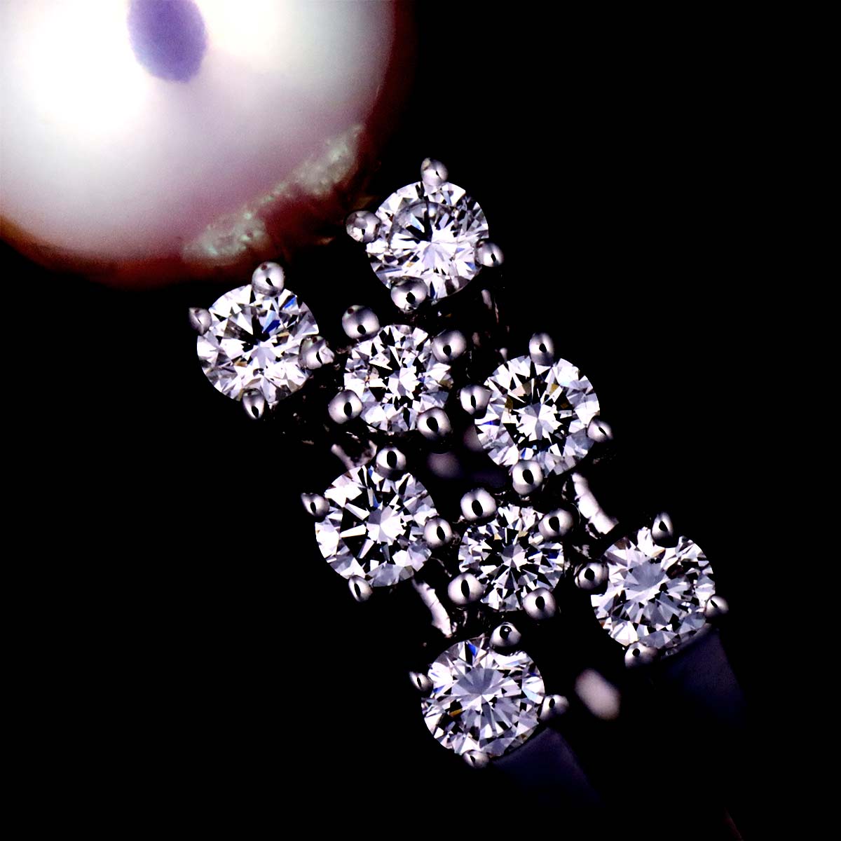 Akoya Pearl 9.1mm Diamond 0.47ct Ring 18K WG 750 6(US)