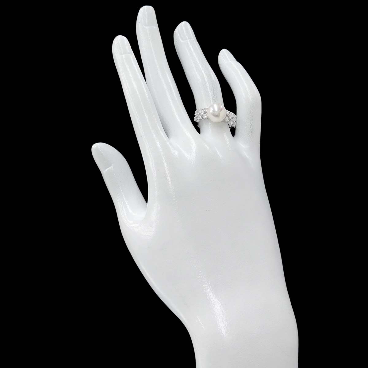 Akoya Pearl 9.1mm Diamond 0.47ct Ring 18K WG 750 6(US)