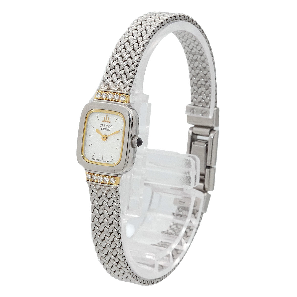 CREDOR 1E70 5130 10P Diamond K18YG Quartz Silver Dial Ladies