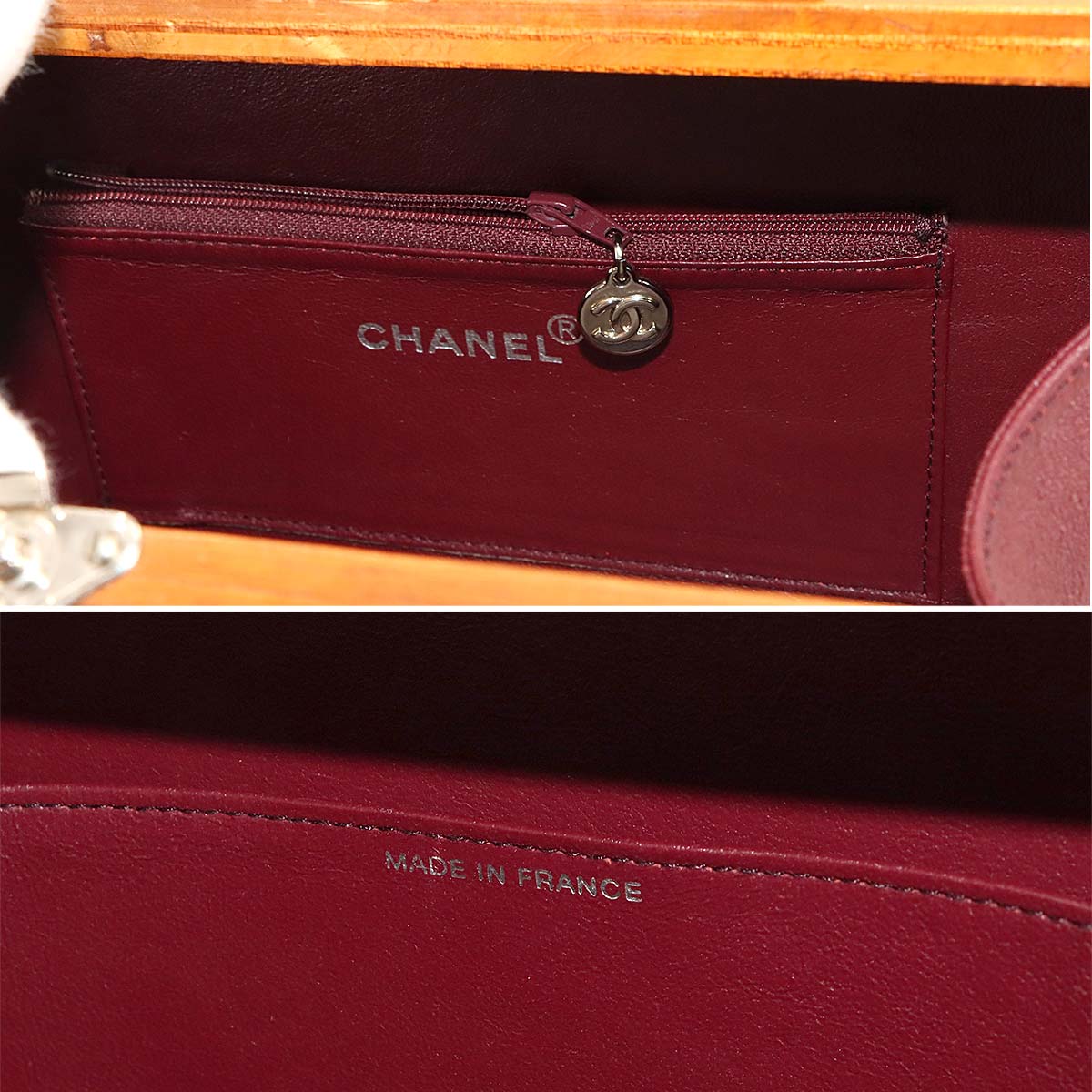 Wood Vanity Hand Bag Leather Brown Black CC Purse