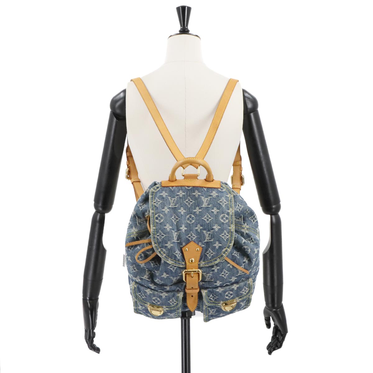 Monogram Denim Sac A Dos GM Backpack Blue M95056 Purse 90286962