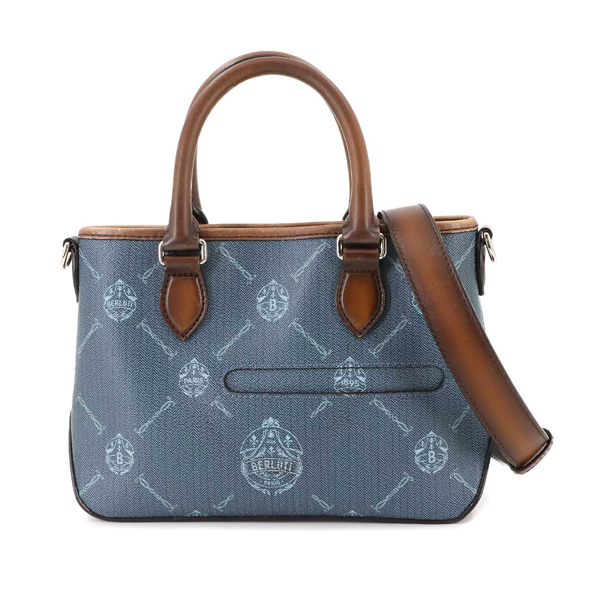 Berluti Signature Toujours Gulliver Tote Shoulder Bag PVC Leather Blue 90286963