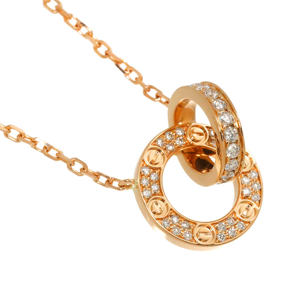 Cartier Love Pave Diamond Necklace 18K PG 750