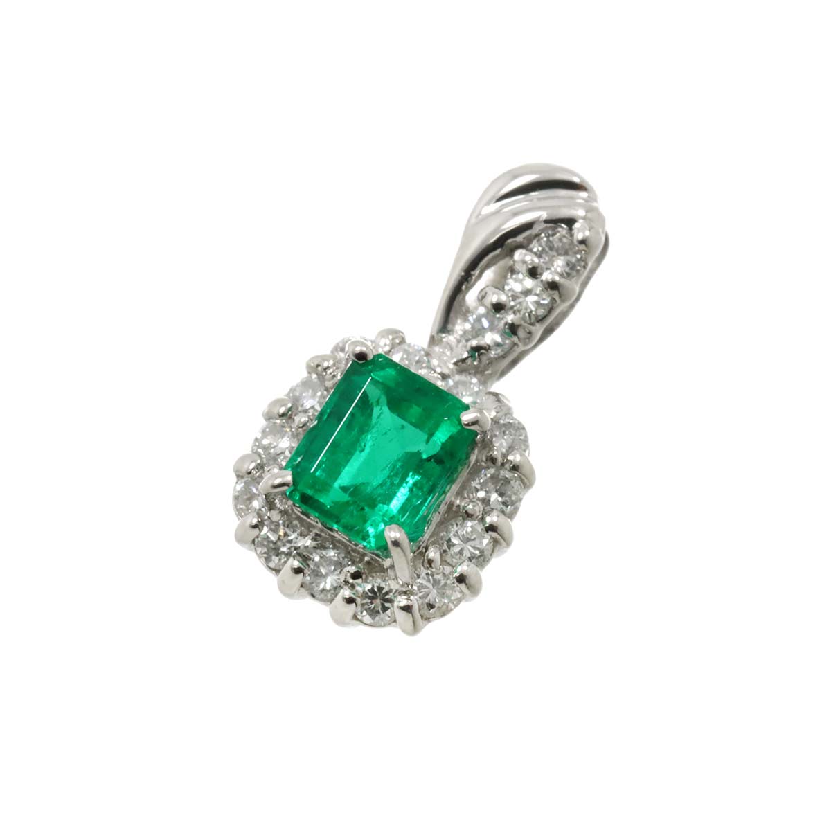 Emerald 0.16ct Diamond 0.31ct Pendant Top Pt Platinum