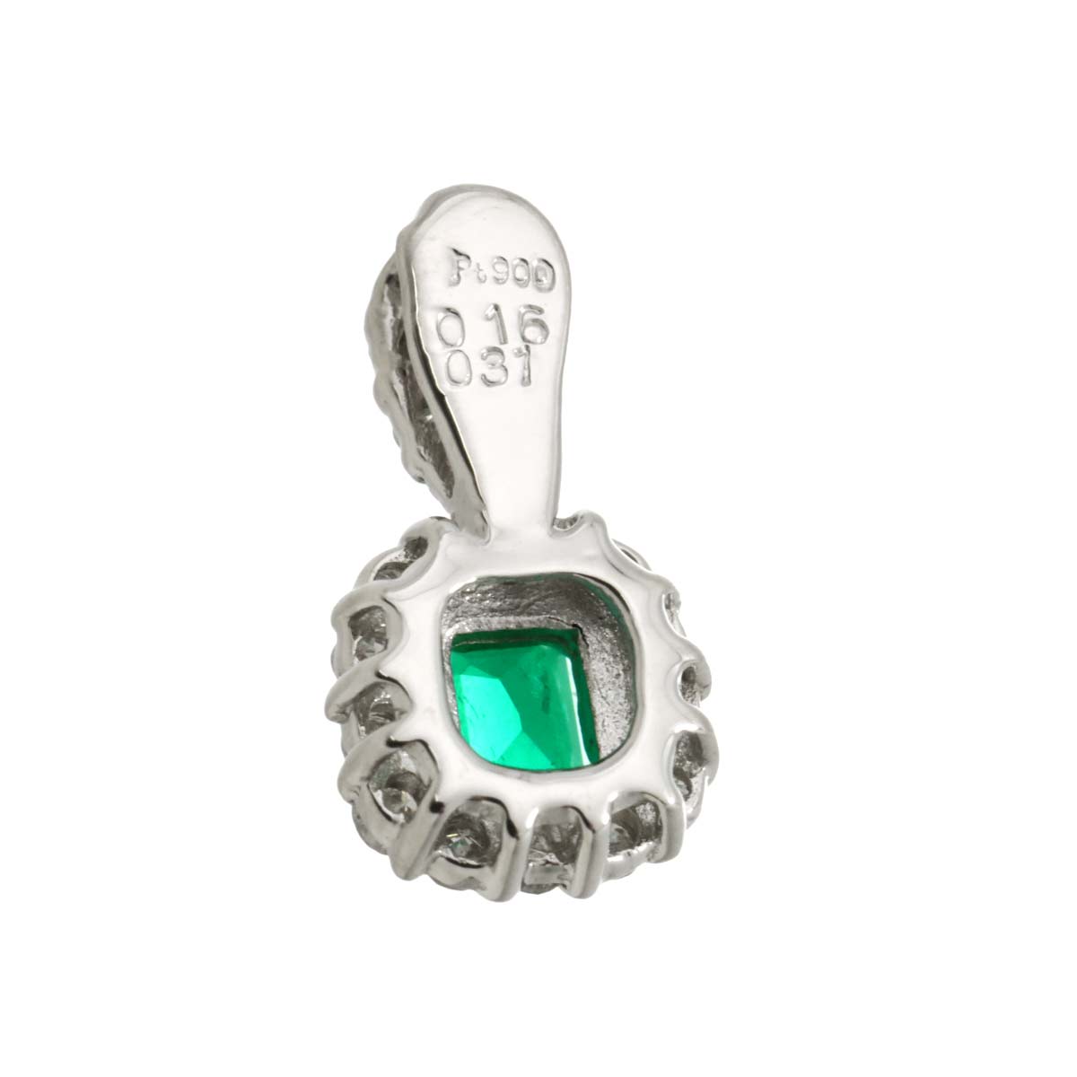 Emerald 0.16ct Diamond 0.31ct Pendant Top Pt Platinum