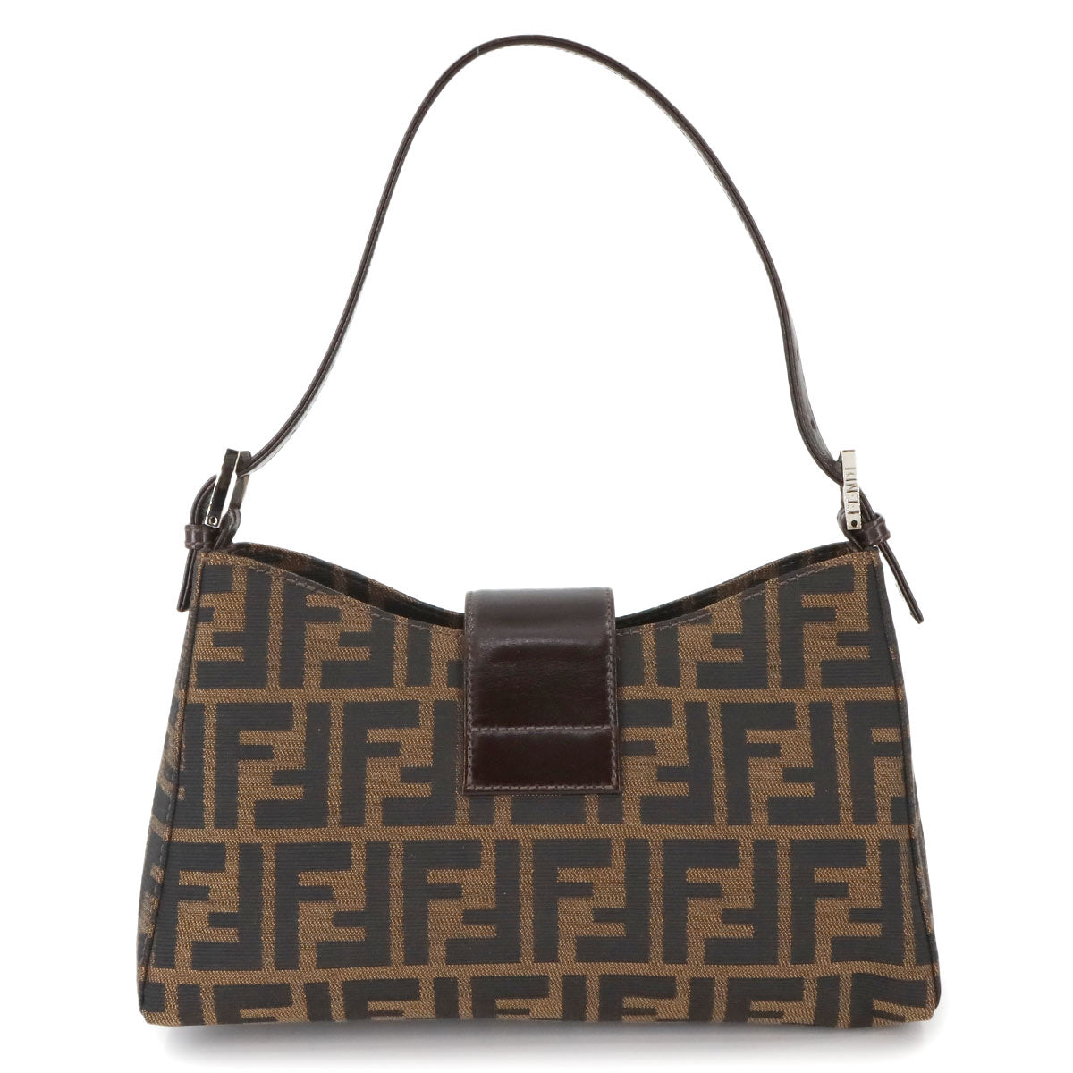 FENDI Zucca Shoulder Bag Canvas Leather Brown 16115 Purse