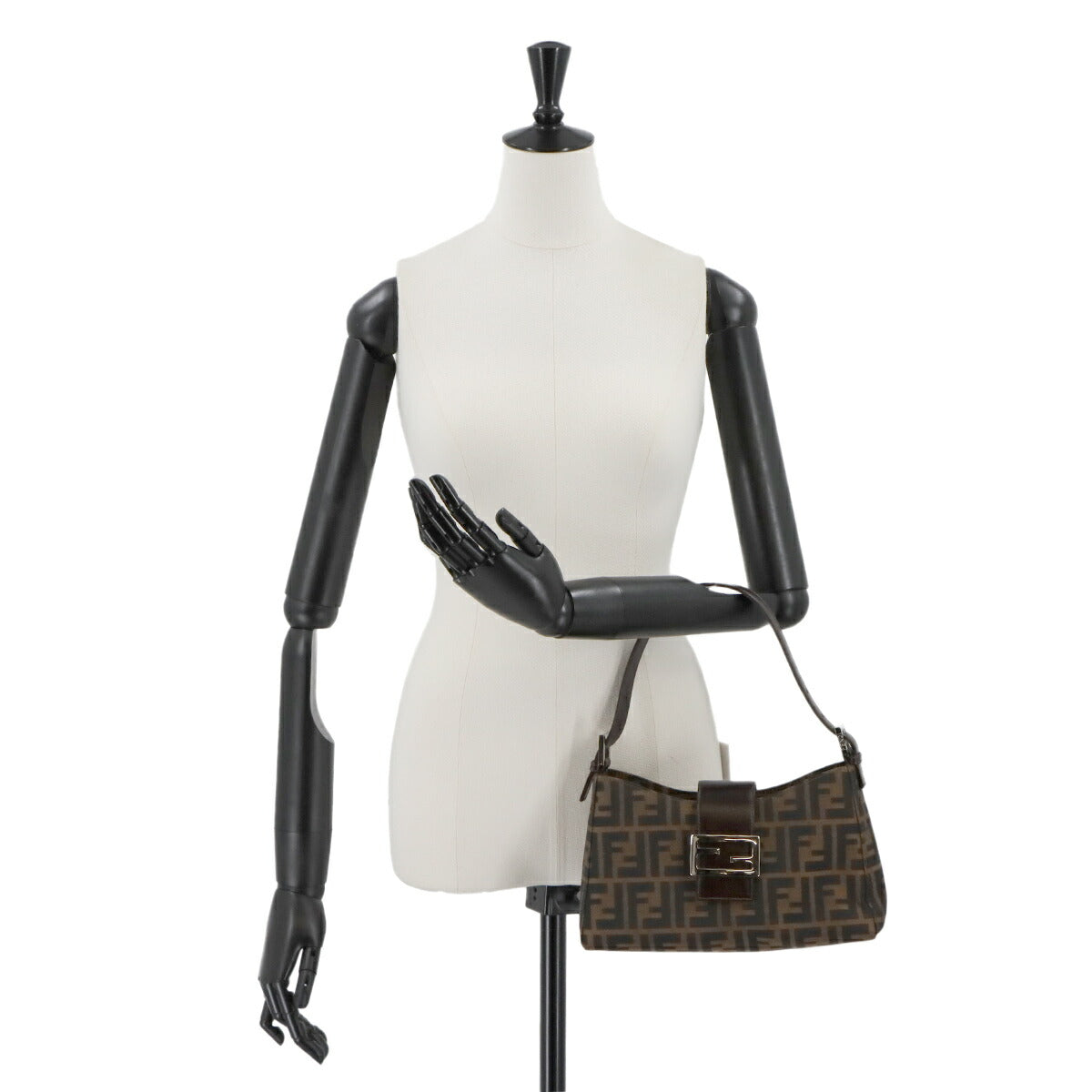 FENDI Zucca Shoulder Bag Canvas Leather Brown 16115 Purse