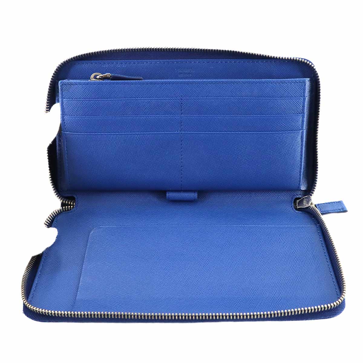 Zipped Around Long Wallet Saffiano Leather Blue 2ML188