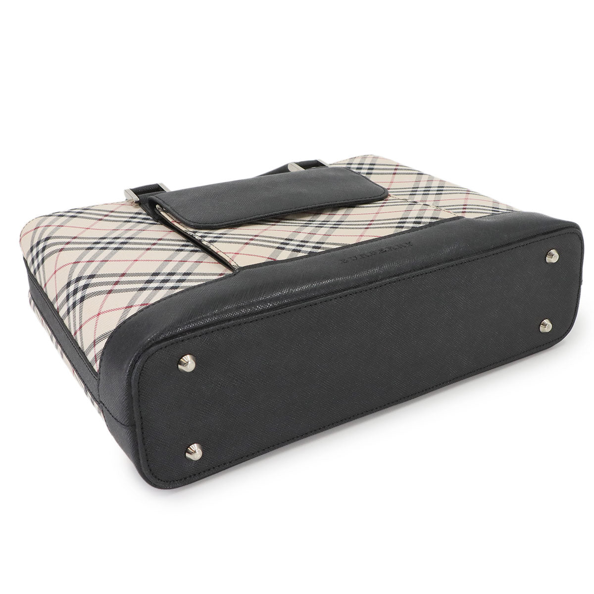 BURBERRY Nova Check Tote Bag Canvas Leather Beige Black Plaid Purse