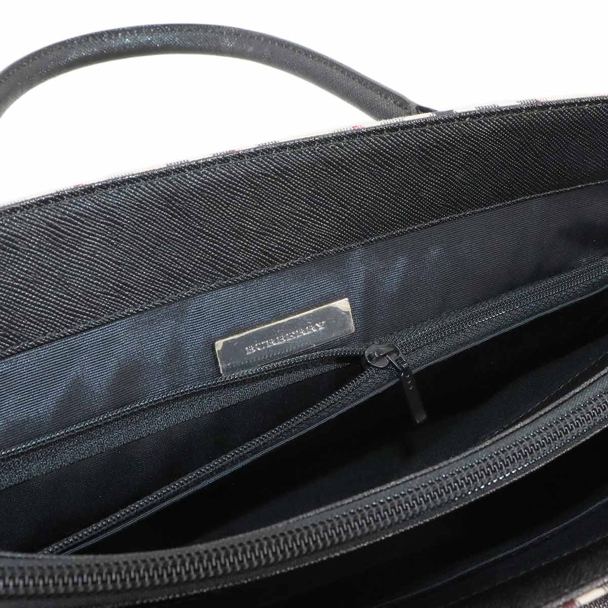 BURBERRY Nova Check Tote Bag Canvas Leather Beige Black Plaid Purse