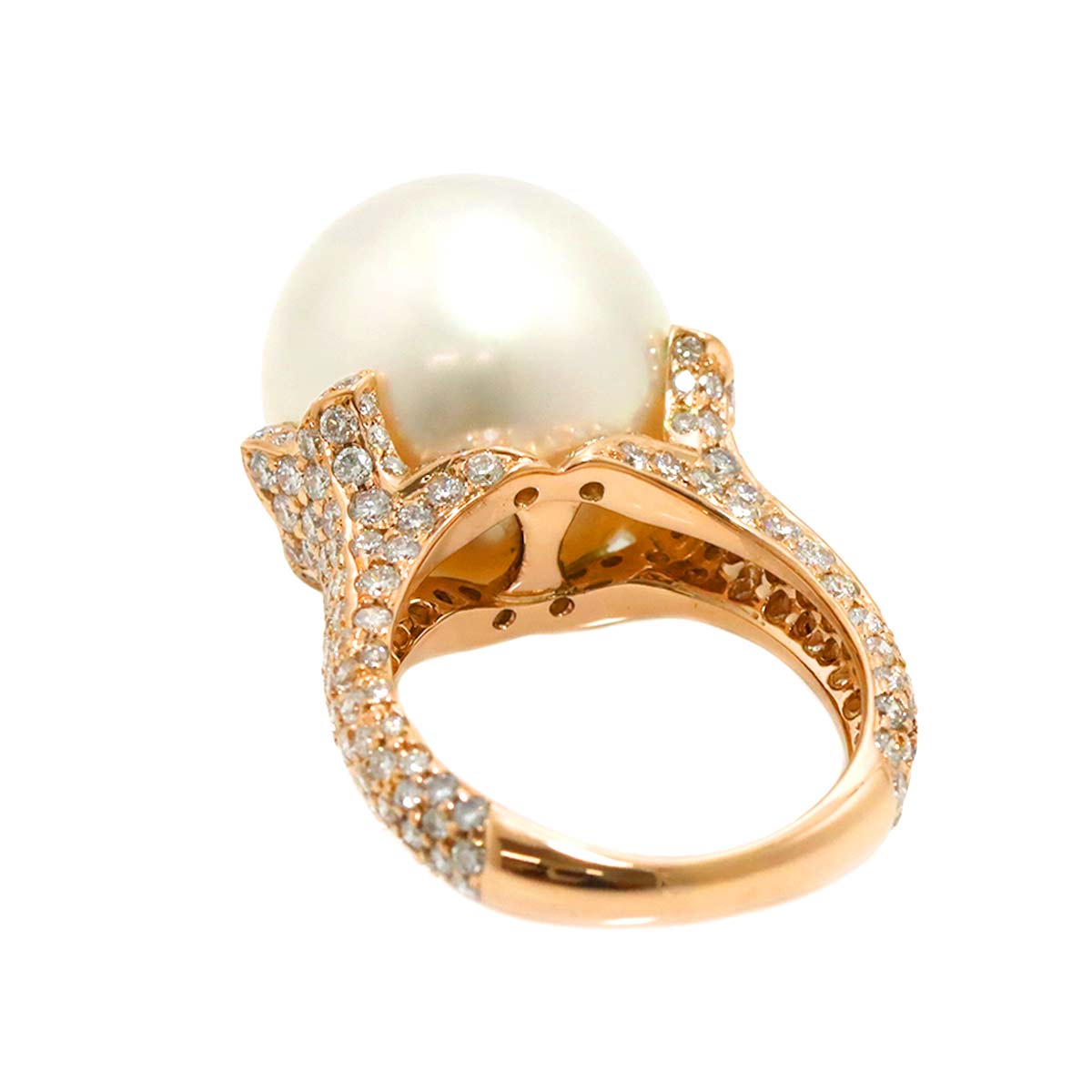 South Sea Pearl 15.6mm Diamond 1.93ct Ring 18K PG 750 size6-6.25