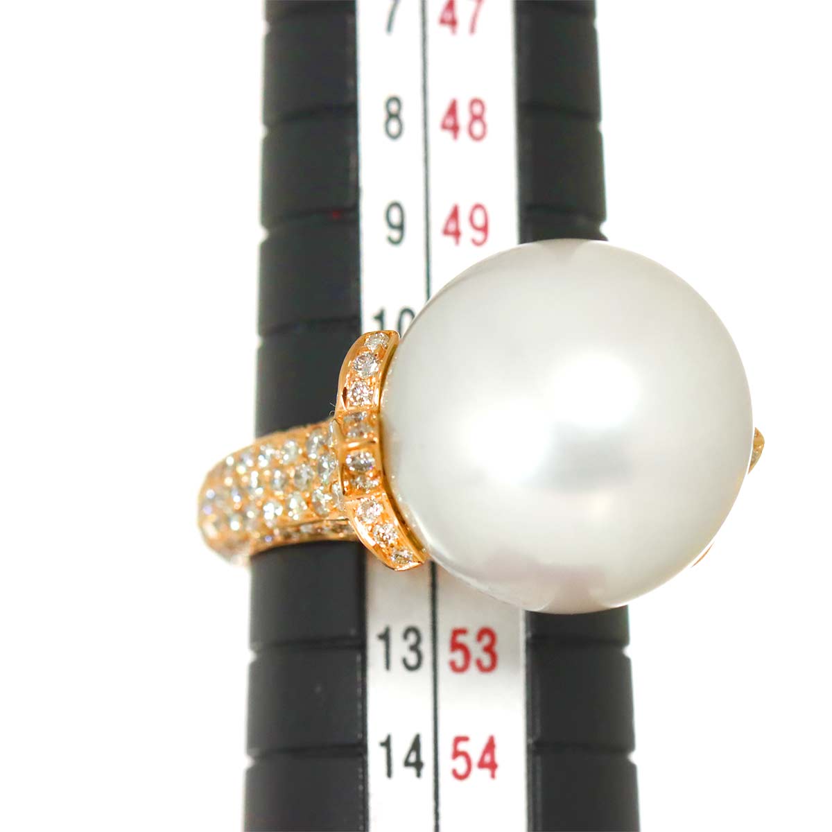 South Sea Pearl 15.6mm Diamond 1.93ct Ring 18K PG 750 size6-6.25