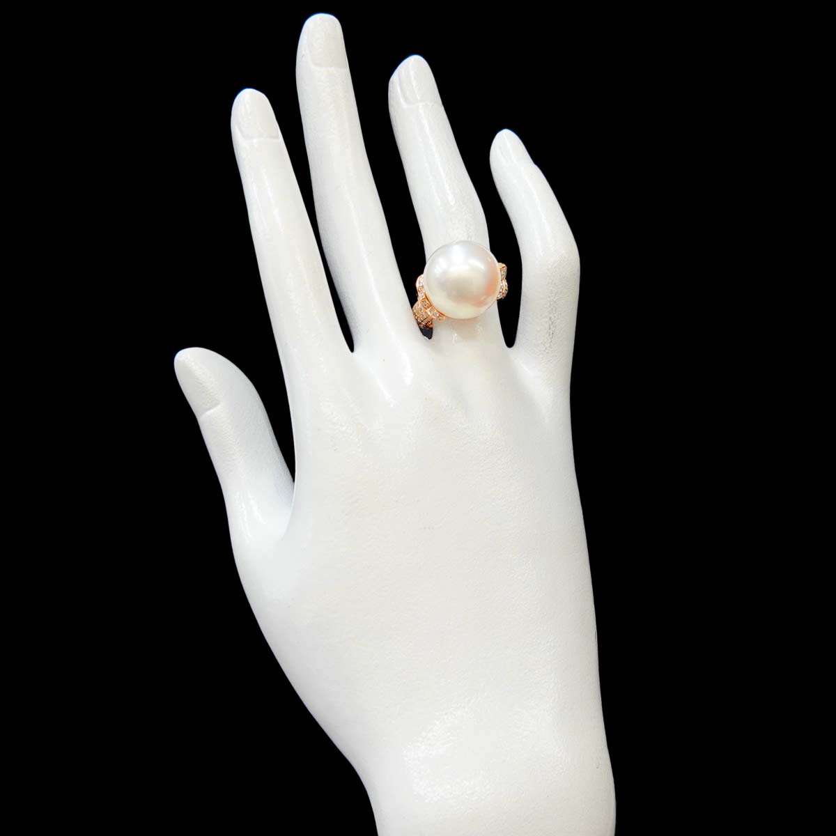 South Sea Pearl 15.6mm Diamond 1.93ct Ring 18K PG 750 size6-6.25