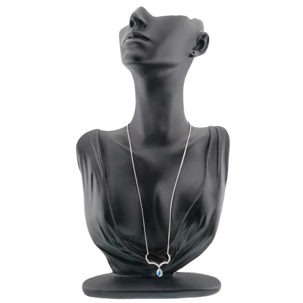 BlueTopaz Diamond 0.33ct Necklace 18K WG 750