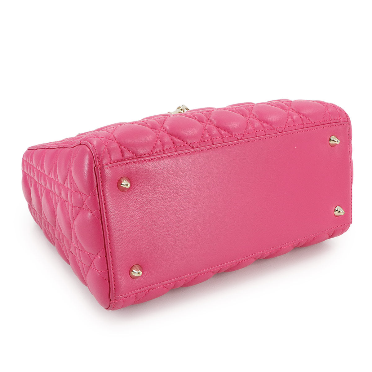 Chiristian Dior Lady Dior Medium Hand Shoulder Bag Leather Pink