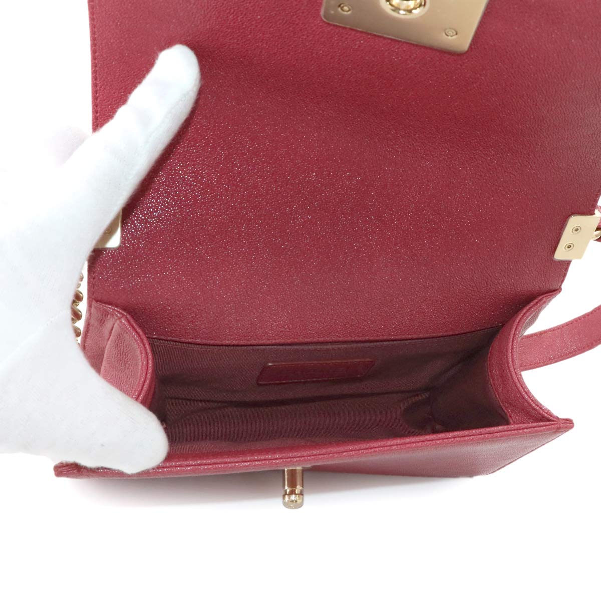 BOY CHANEL Small Shoulder Bag Caviar Skin Red A67085 Purse