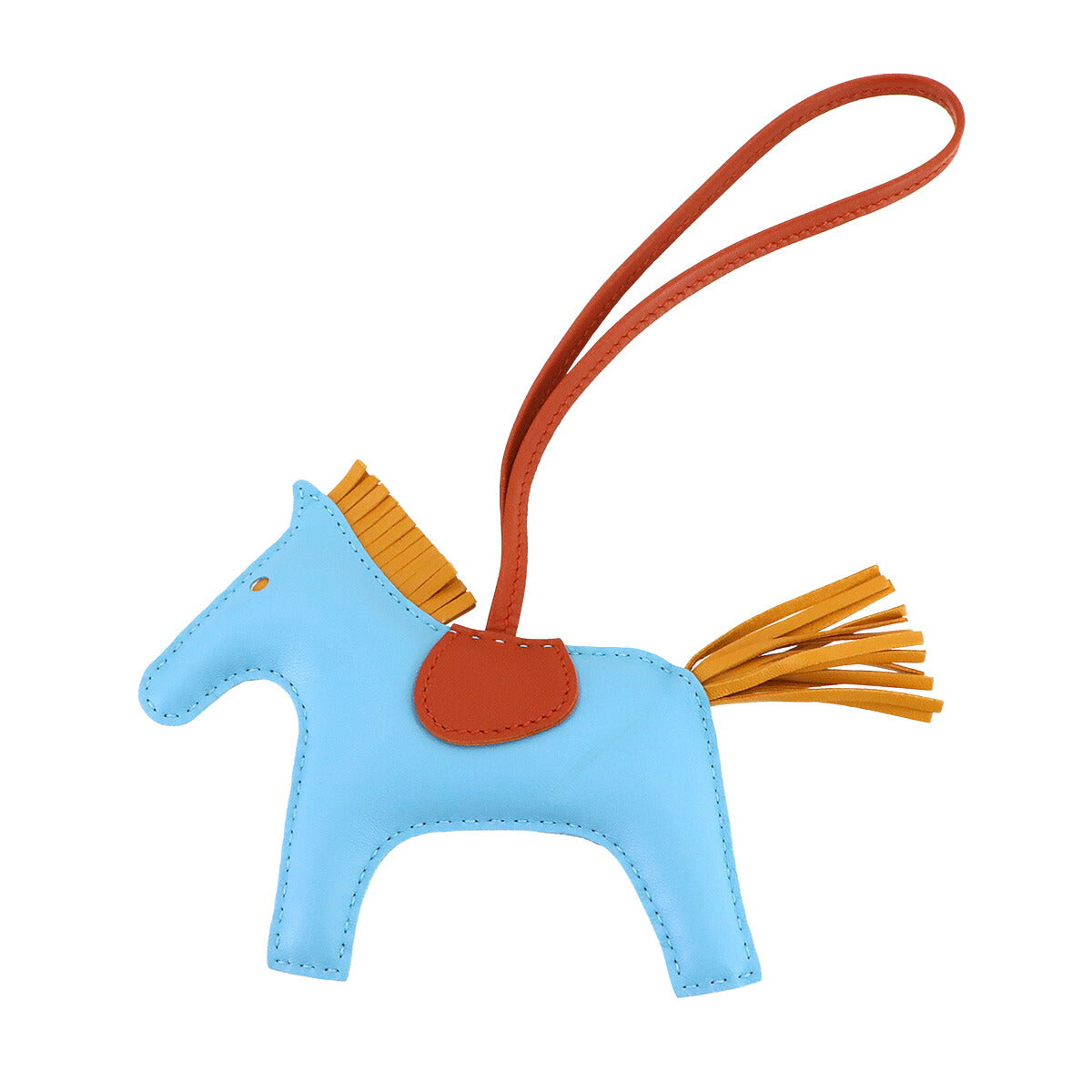 Rodeo MM Bag Charm Agneau Milo Celeste Natural button d'or