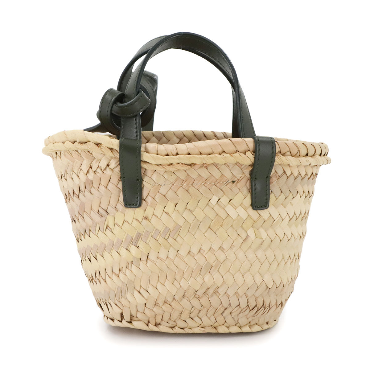 Mini Triomphe Hand Shoulder Bag Raffia Leather Natural Khaki