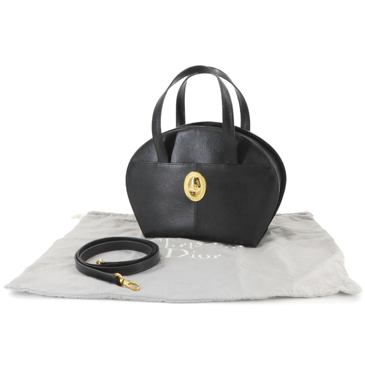 Hand Shoulder Bag Leather Black Purse