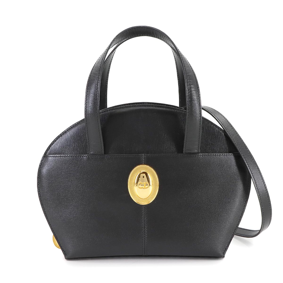 Hand Shoulder Bag Leather Black Purse