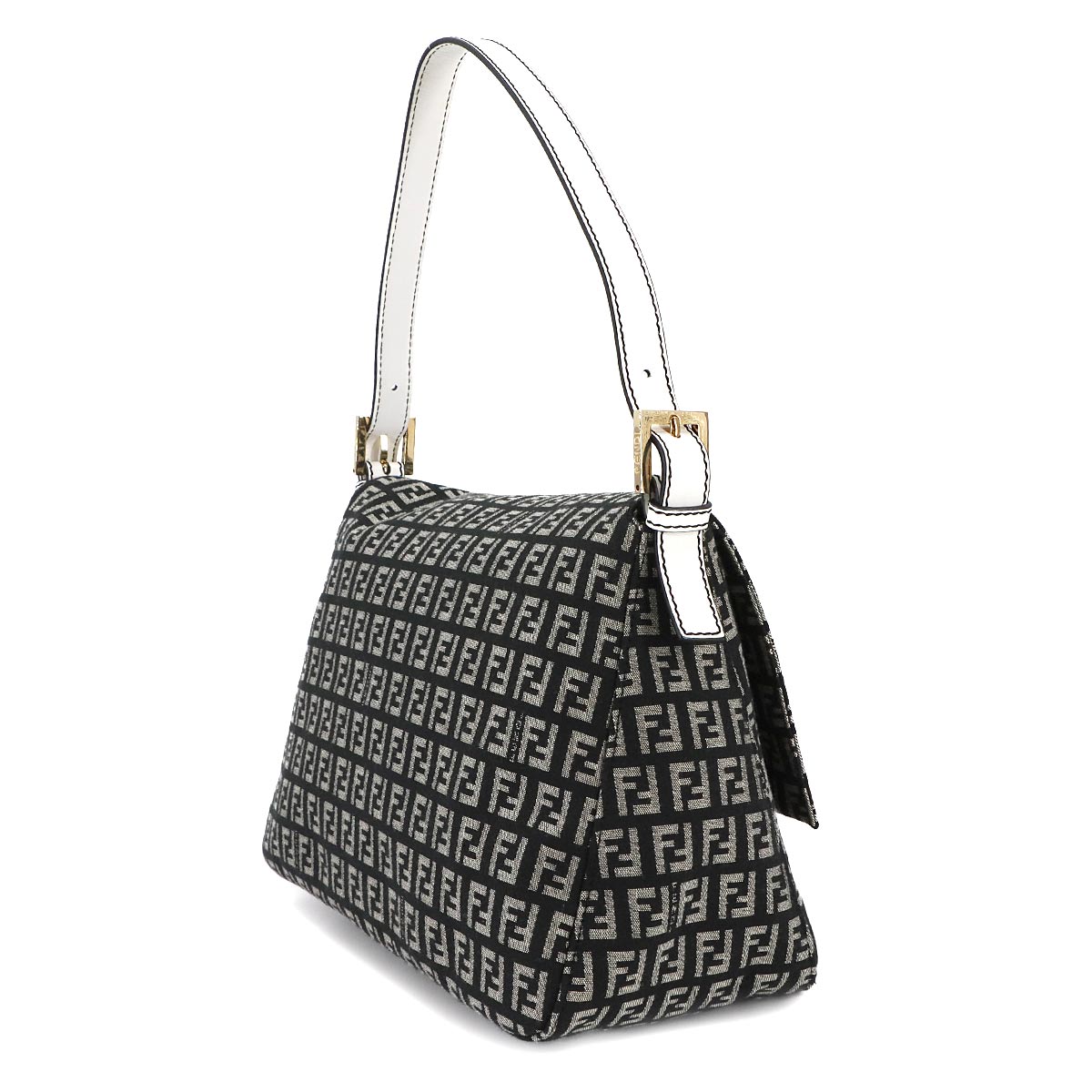 Zucchino Mamma Baguette Shoulder Bag Canvas Leather Black 8BR001