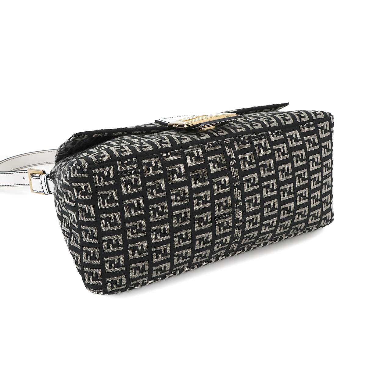 Zucchino Mamma Baguette Shoulder Bag Canvas Leather Black 8BR001