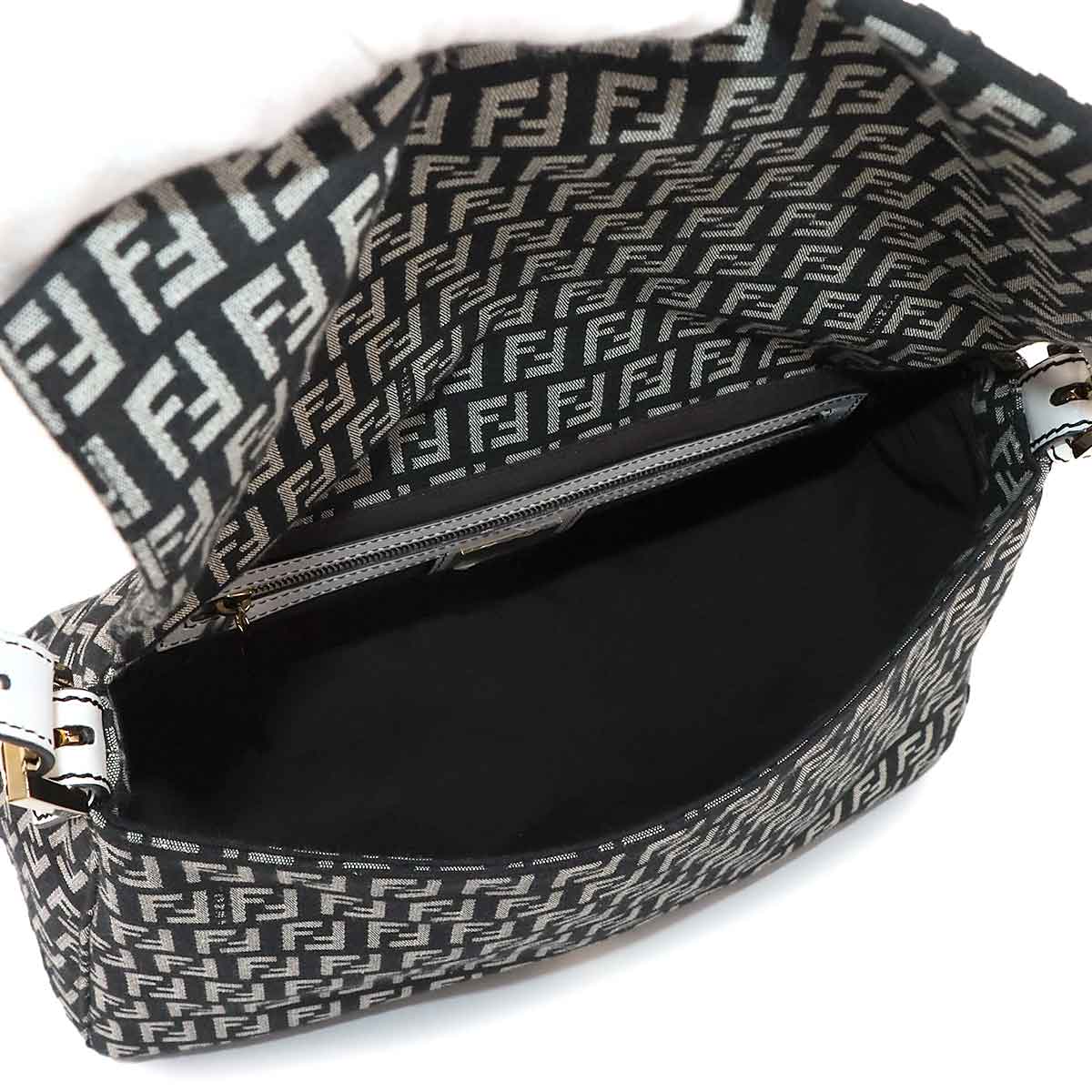 Zucchino Mamma Baguette Shoulder Bag Canvas Leather Black 8BR001