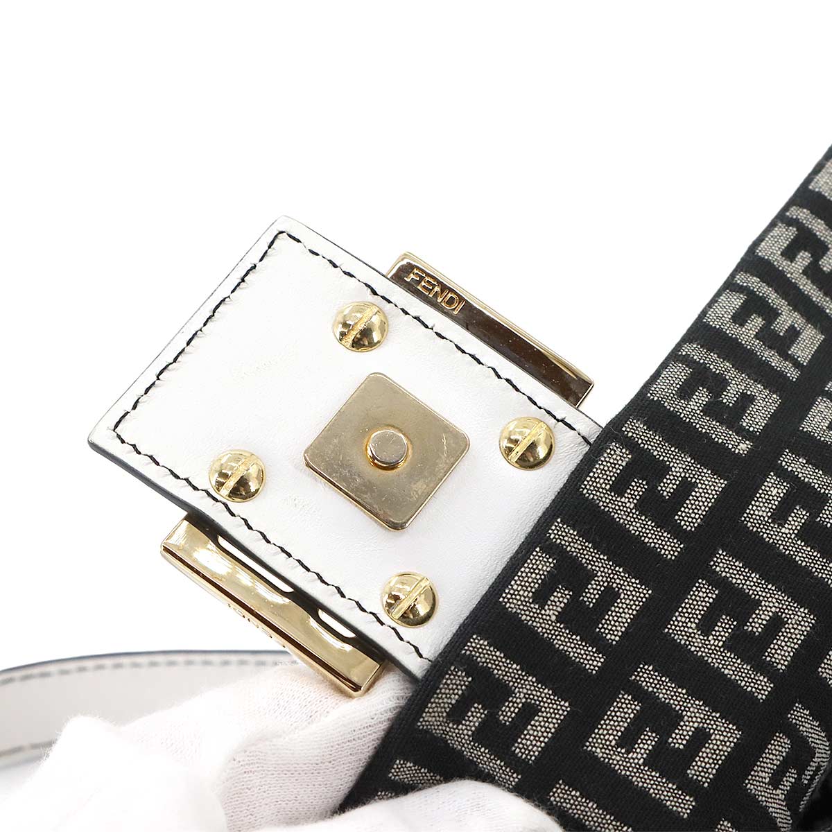 Zucchino Mamma Baguette Shoulder Bag Canvas Leather Black 8BR001