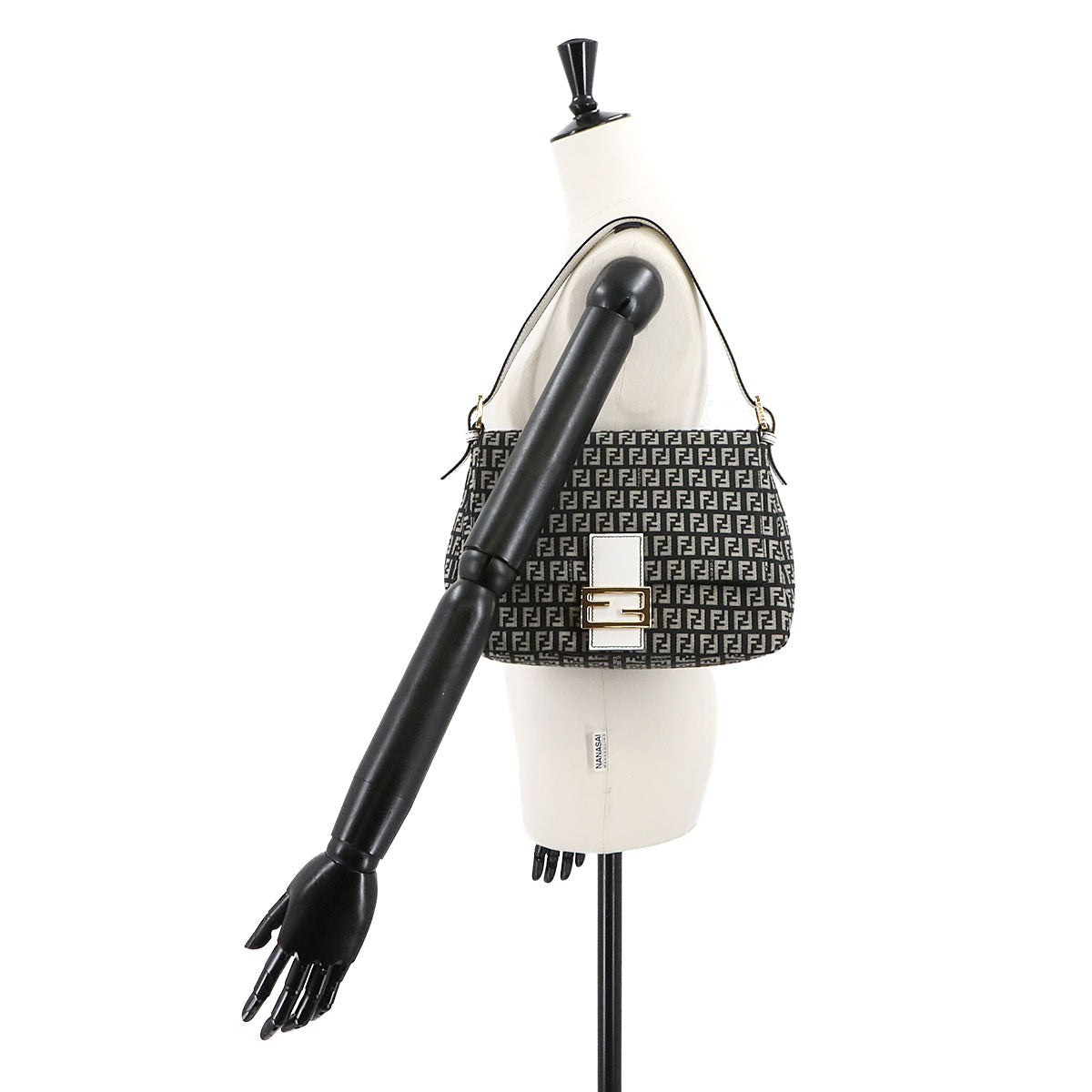 Zucchino Mamma Baguette Shoulder Bag Canvas Leather Black 8BR001