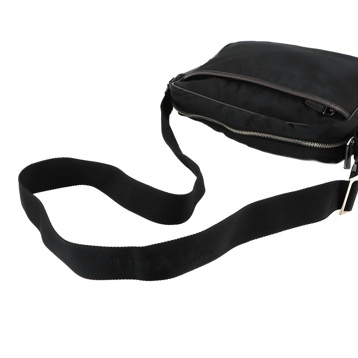 Shoulder Bag Nylon Saffiano Leather Black Brown VA0772 Purse