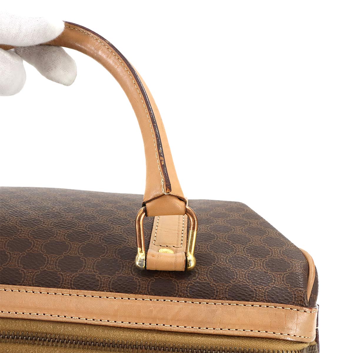 Macadam Boston Hand Bag PVC Leather Brown Purse