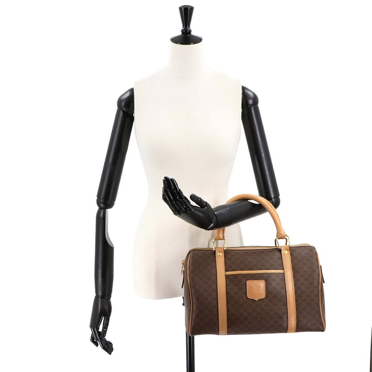 Macadam Boston Hand Bag PVC Leather Brown Purse