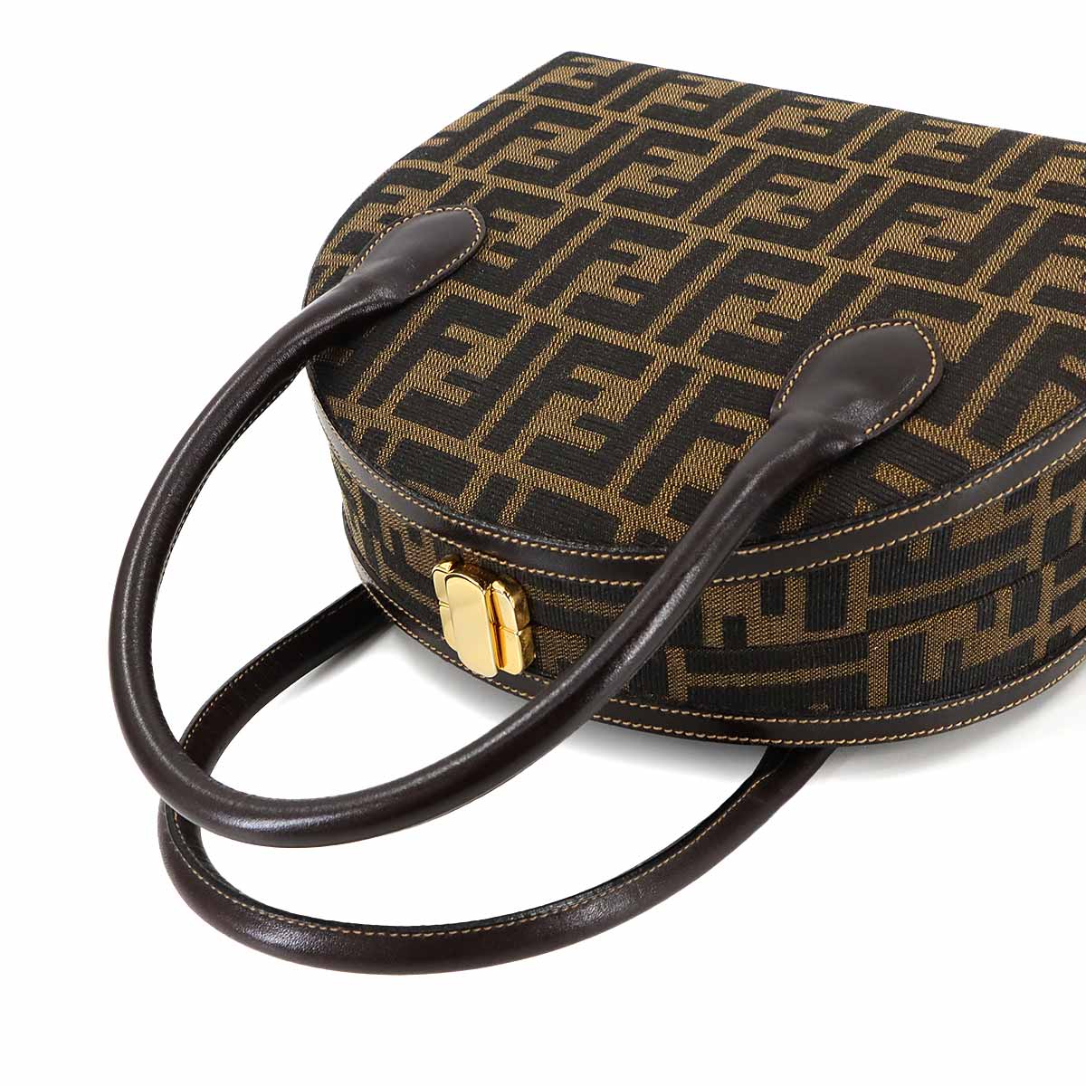 Zucca Hand Shoulder Bag Canvas Leather Brown Black Vintage 90287639